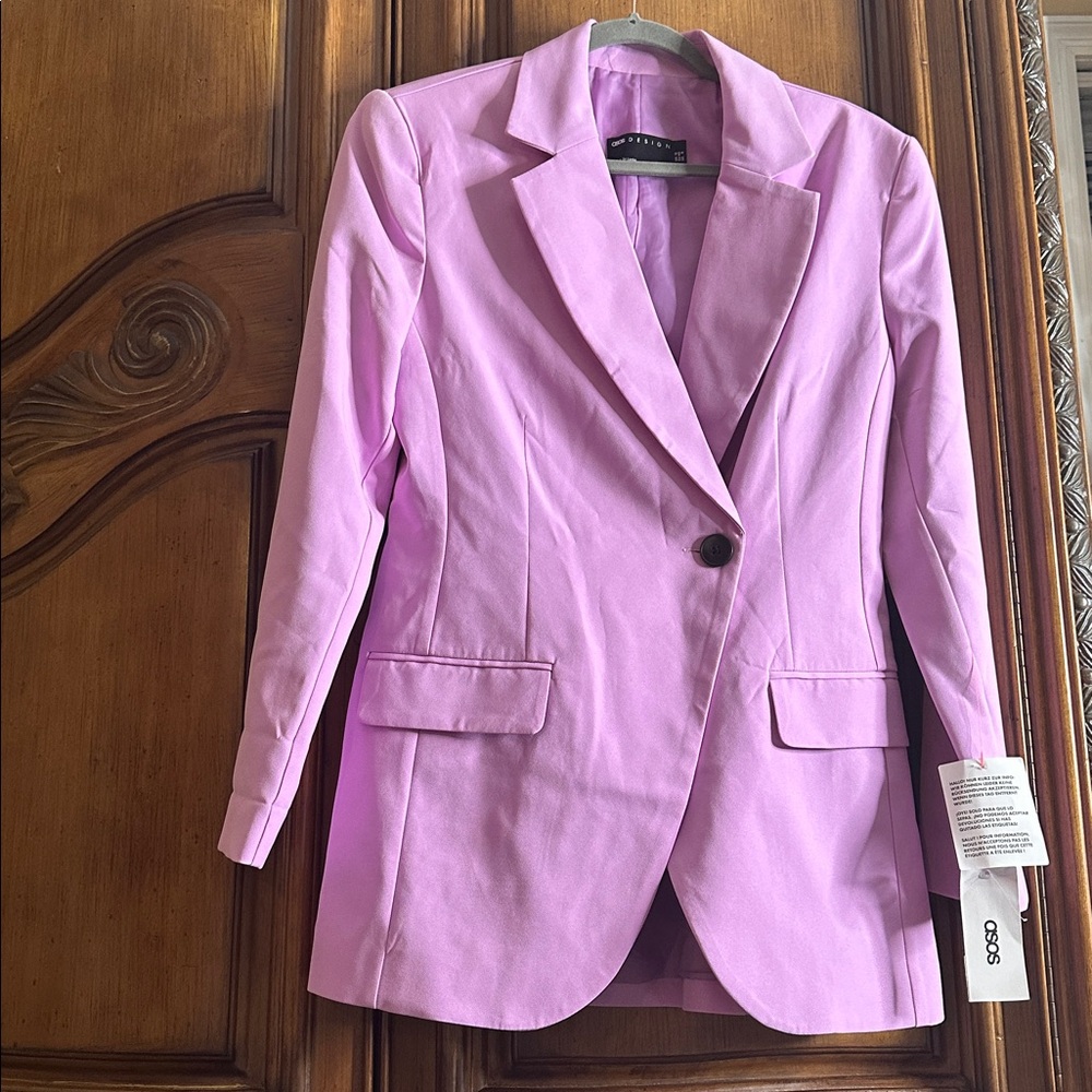 NEW Nordstrom ASOS Lavender Long Oversized Double Breasted Single Button Blazer - Picture 7 of 11